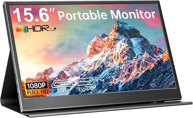15.6" FHD 1080P Portable Monitor with Case, Ultra-Slim USB-C/HDMI Second Display for Laptop MacBook PC Phone Xbox PS5 Switch - IPS, Eye Care, Plug and Play