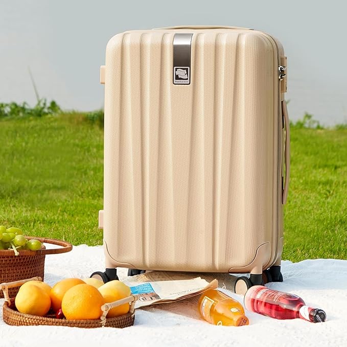 Hanke Luggage Sets 3 piece Carry On Luggage with Wheels PC Hard Shell Suitcases Lightweight Checked Travel Luggage Large Travel Suitcase Woman Men 20/24/29 Inch(Cuba Sand)
