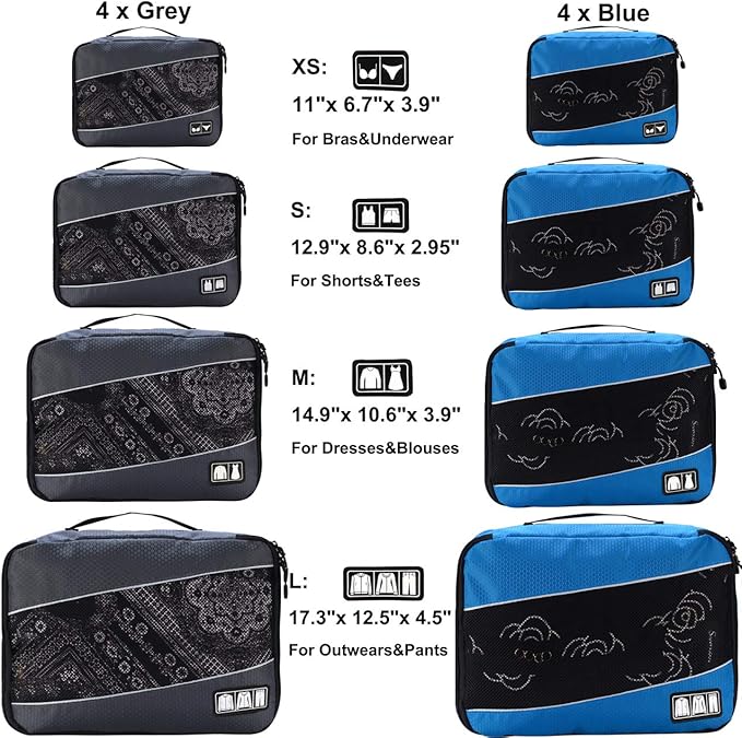 Packing Cubes Luggage Bags Organizer Durable Travel Accessories With Clothing Label