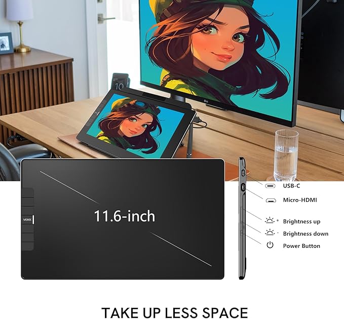 VEIKK VK1200 V3 Drawing Tablet with Screen, 11.6 Inch Full-Laminated Graphics Drawing Monitor Pen Display,8192 Pressure Sensitivity, with 1 Stand,2 Pens and 1 Glove