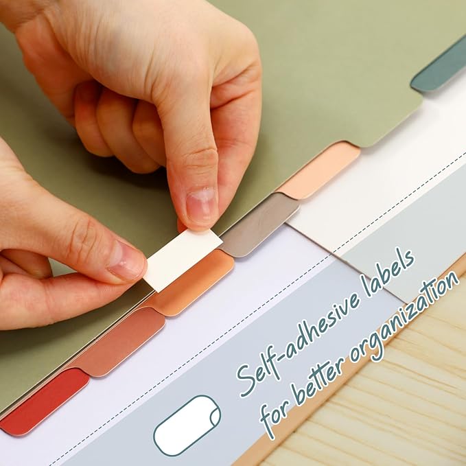 Honoson 12 Sets 8 Tab Dividers for 3 Ring Binders Plastic File 8.5 x 11 Inch Paper Multicolor Page Binder Index Dividers for School Office(Vintage Color)