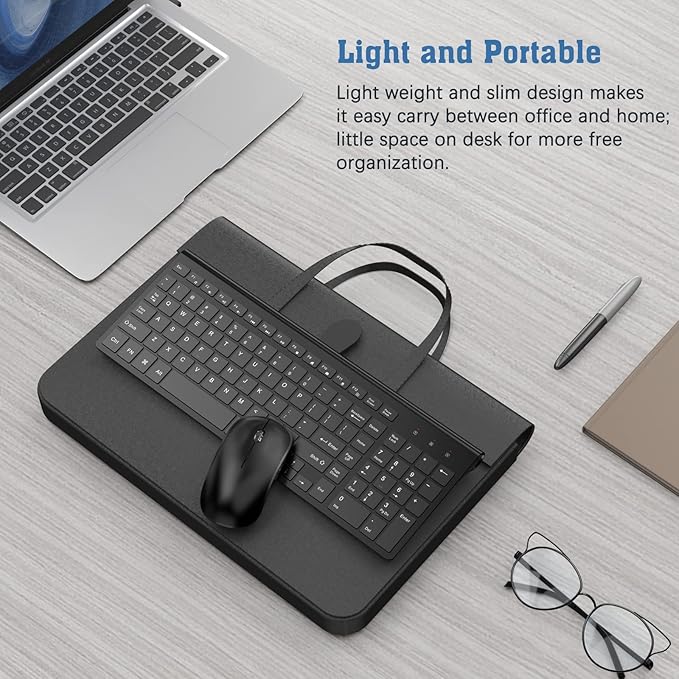 Rechargeable Wireless Keyboard and Mouse Combo- J JOYACCESS 2.4G Compact Quiet Slim Wireless Keyboard Mouse Combo for Laptop,PC,Desktop,Computer,Windows- Black
