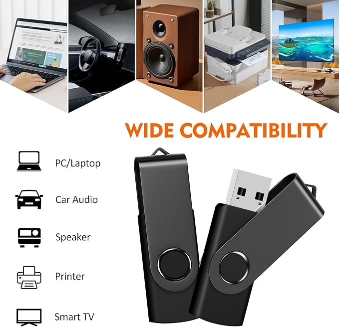 4GB USB Flash Drive, AreTop 1 Pack USB 2.0 Thumb Drives Memory Stick Swivel Jump Drive for Home & Office Use (1 Pack 4GB, Black)