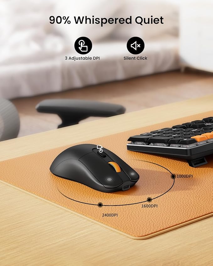 ProtoArc Mechanical Keyboard and Mouse, KM310 Wireless Rechargeable Aluminum Keyboard Mouse, 2.4G+Dual Bluetooth, Low Profile Keys, Red Switches, Multi-Device, for Windows/Mac - Black