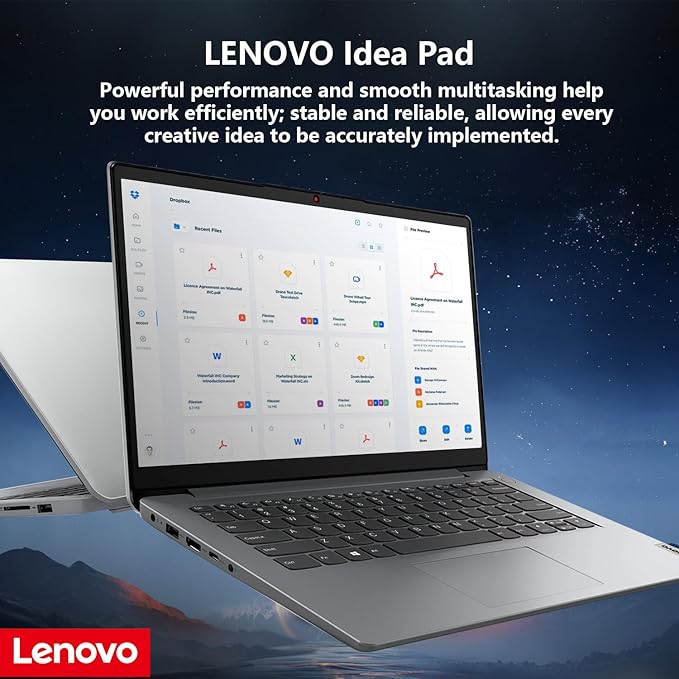 Lenovo IdeaPad 1 Everyday Laptop, 14" HD Display, 12GB RAM, 384GB Storage(128GB eMMC + 256GB PCIe), 1 Yr Office 365 Included, Intel Core Processor, Win 11 Home, Bundle with Thunderobot Wireless Mouse