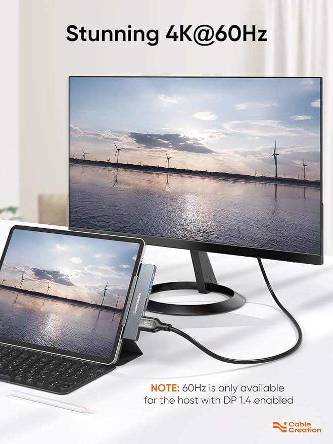 iPad Pro USB C Hub, CableCreation 5-in-1 USBC Hub Multiport Adapter with 4K 60hz HDMI, USB 3.0, USB C Charging and 3.5mm Audio Jack with Magnetic Grip for MacBook, iPad Pro,iPad Air and More