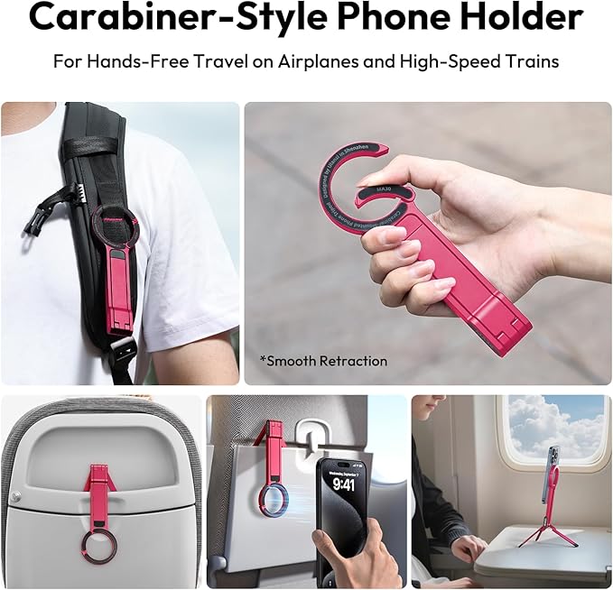 ULANZI MA30 Magnetic Phone Tripod Stand for iPhone - Aluminium Maglock Smartphone Mini Tripod Pocket Cell Phone Stand Strong Magnet Quick Mount Compatible with iPhone 17 16 15 14 13 12 Series, Red