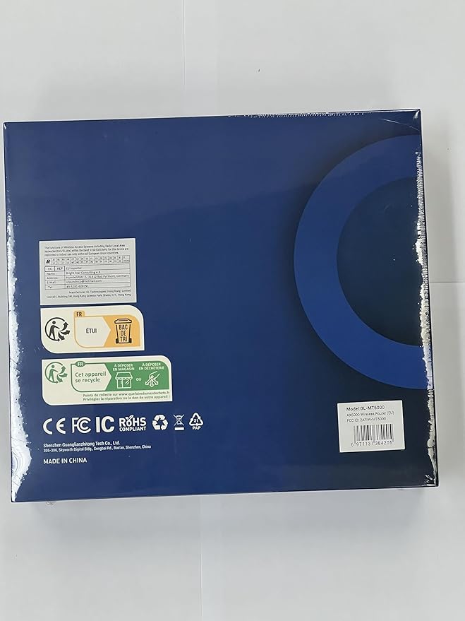 GL.iNet GL-MT6000 (Flint 2) WiFi 6 High Speed Gaming Routers for Wireless Internet, 2 x 2.5G Ethernet Ports for Fiber Optic Modem, Long Range Computer VPN WiFi Router, Home & Business