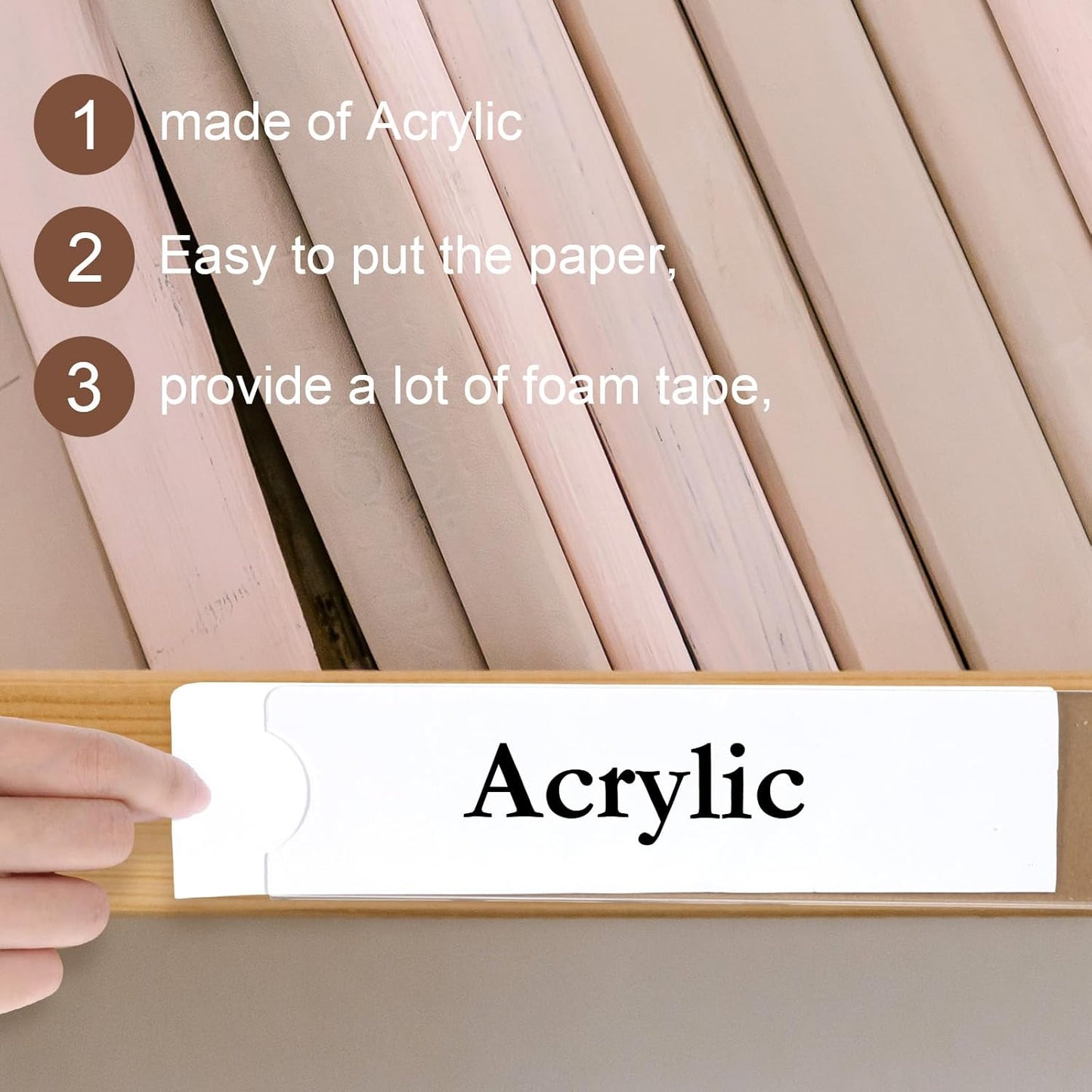 20 Pack Acrylic Wall Name Plate Holder, Clear Acrylic Sign Holder Frame with Adhesive Tapes, Door Plates for Home, Office, Classroom，2x8 Inch