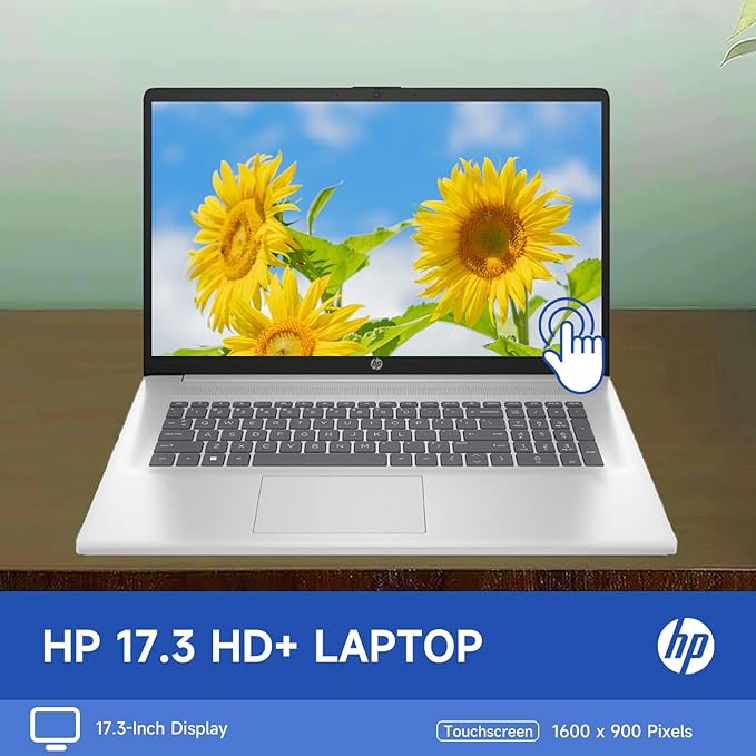 HP High-Performance 17.3" Laptop, 17.3" HD+ Touchscreen, 8-Cores Intel i3-N305, 32GB RAM, 128GB eMMC + 1TB PCIe SSD, Webcam, HDMI, Numeric Keypad, Wi-Fi 6, Windows 11 Pro, Silver