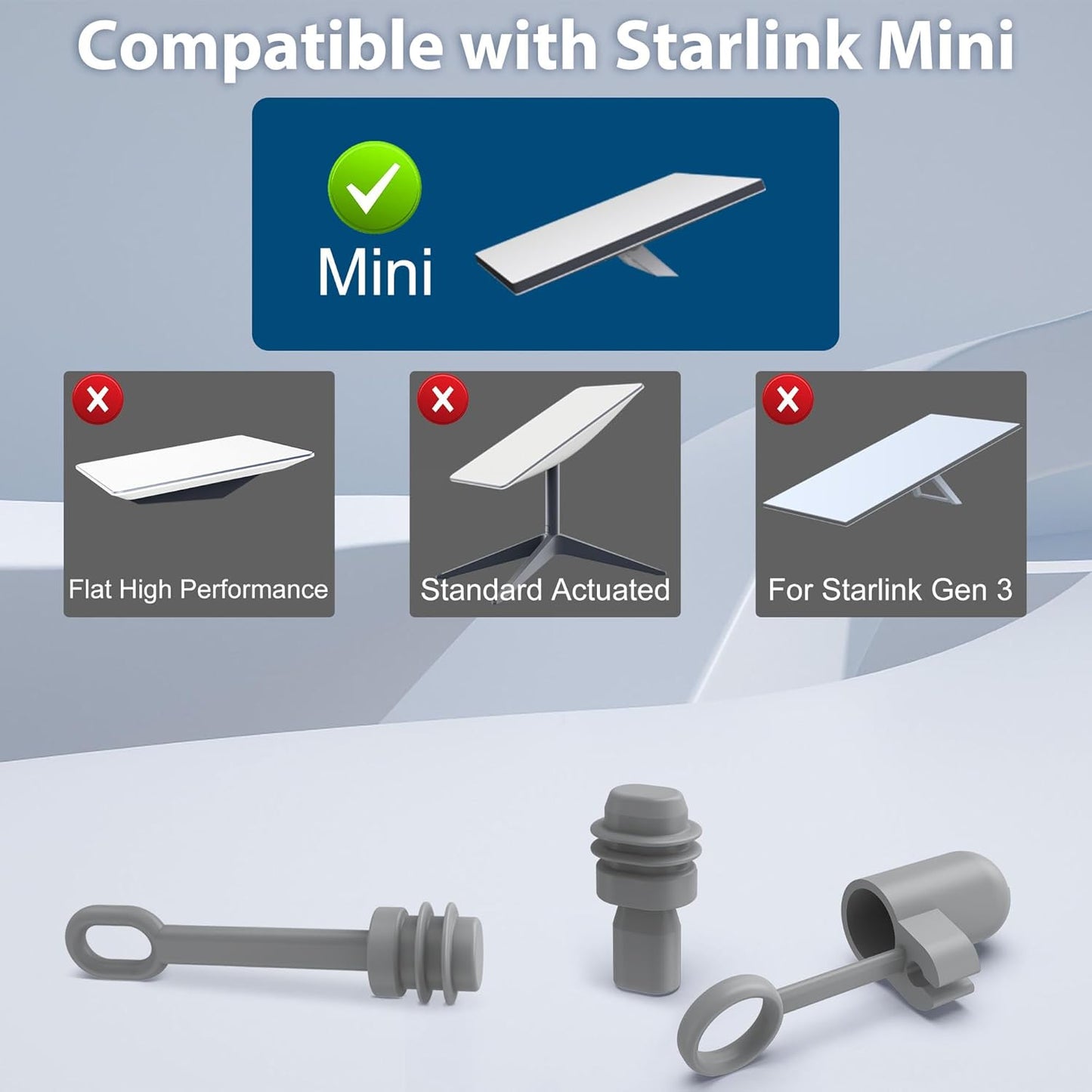 for Starlink Mini Silicone Cable Caps Set, 2*Cable Ends Caps,1*Plug for Power Supply, 2 *Plugs for Mini Output Port, Dustproof Waterproof Accessories for Starlink Mini, Set of 5, Gray