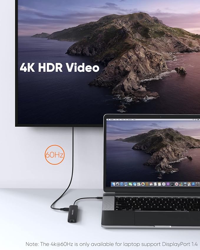 USB C Hub with Ethernet, CableCreation 7 in 1 4k@60Hz HDMI USB C Multiport Adapter with 100W PD, 2 USB 3.0 Ports, SD/TF Cards Reader Compatible for MacBook Pro/Air M1 M2, iPad Pro/Air, Dell XPS, HP