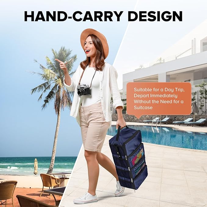 Suitcase Organizer, Travel Luggage Organizer Hanging Shelves Packing Cube Closet/Collapsible Portable Travel Organizer for Carry-on