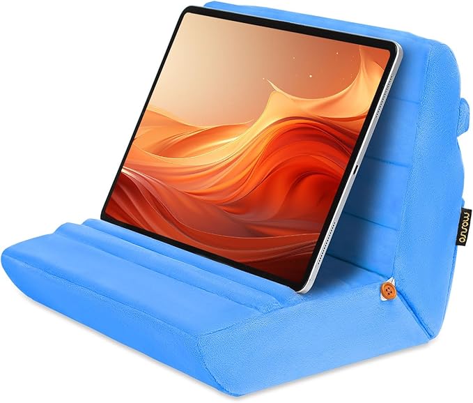 MOSISO Tablet Pillow Stand,Soft Tablet Holder for Lap,Tablet Soft Pad Dock with Pockets&Stylus Slot&4 Viewing Angles Compatible with iPad Pro 12.9,11,10.5,9.7,Air Mini 6,5,4,3, E-Reader, Royal Blue