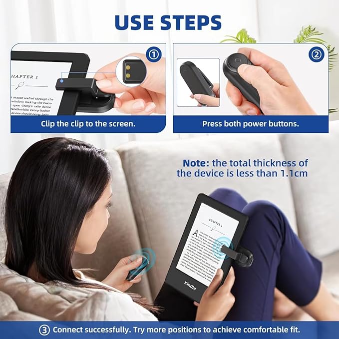 Remote Control Ring Page Turner for Kindle Paperwhite Oasis Kobo eReaders, Camera Camcorder Remote Controls, Page Turner Clicker for ipad Tablets Reading Novels (FYQ-K1-Remote, Carbon Black)