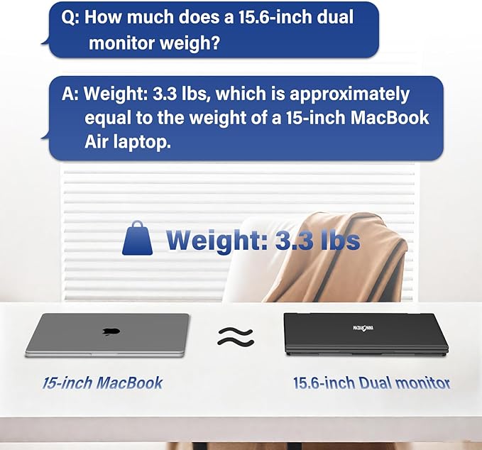 InnoView Laptop Screen Extender 15.6" Dual Portable Monitors Built-in Speakers 1080P FHD Stacked Folding Triple Monitor HDMI USB-C Portable Dual Monitor for Laptop Windows Mac (No Driver Needed)