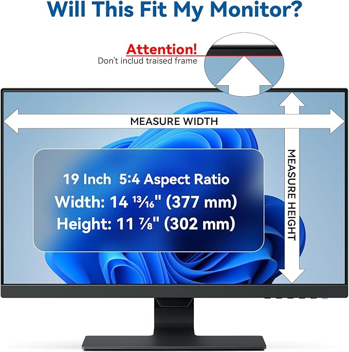 [2-Pack] 19 Inch Computer Privacy Screen Filter for 5:4 Widescreen Monitor, IPROKKO Removable 19inch Anti Blue Light Glare Privacy Shield, Anti Spy Security Protector for Hp Dell Asus Acer Samsung