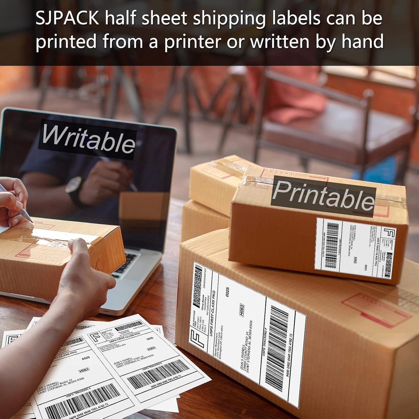 1000 Half Sheet Self Adhesive Shipping Labels, 8.5" x 5.5" Address Labels for Laser & Inkjet Printers(1000 labels-500 Sheet)
