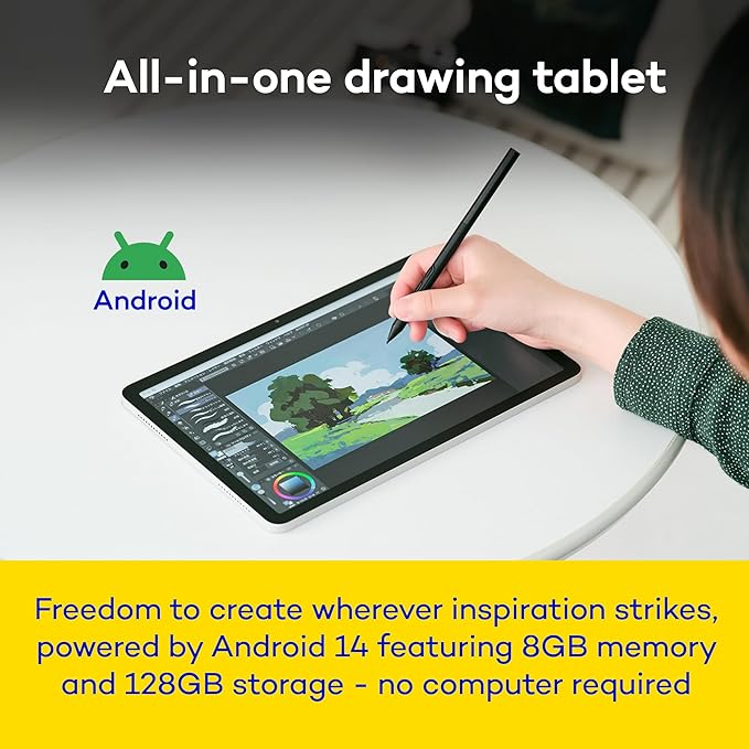 Wacom MovinkPad 11, Android Mobile Drawing Tablet, 11" with Battery-Free Slim Pro Pen 3, 8GB RAM/128 GB Storage, Quick Draw Feature, Anti-Glare Etched Glass Matte Screen, No Computer Needed