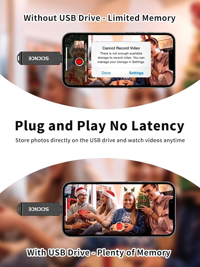 SCICNCE 256GB Flash Drive Intended for iPhone, USB Memory Stick Storage Backup for Photos Videos, Plug and Play No APP Required, Compatible with iPhone iPad Android and Computers (Metal Gray)