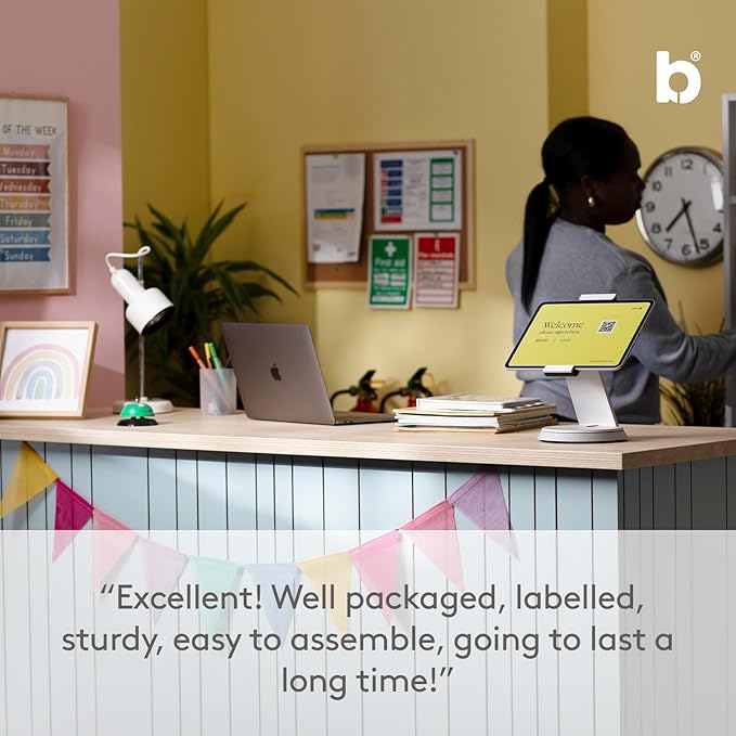 Eddy Tablet & iPad POS Stand | iPad Stand for Business | Compatible with Most 7-13" Tablets | Strong Aluminium iPad Kiosk Stand | iPad Table Mount Tablet Kiosk | iPad Register Stand | Black