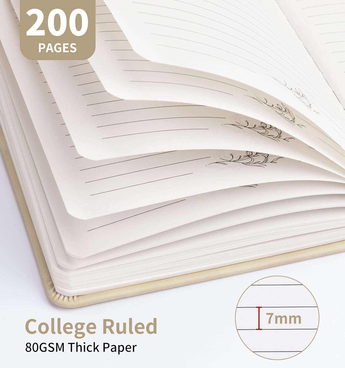 Lined Journal Notebook For Women Men, 200 Pages A5 Hardcover Leather Journals For Writing College Ruled Notebook For Work School Note Taking Business Diary Notepad 5.7'' X 8.3''-White