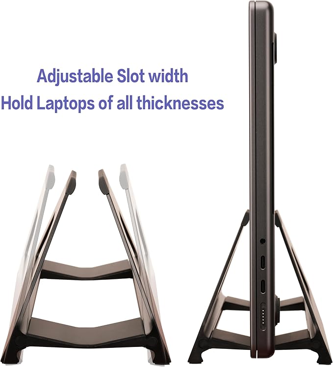 Vertical Laptop Stand, Space Saving Holder with Tool-Free Width Adjustment, Pretty Anodized Aluminum for Desk, Universal Fit for 10-17" Laptop