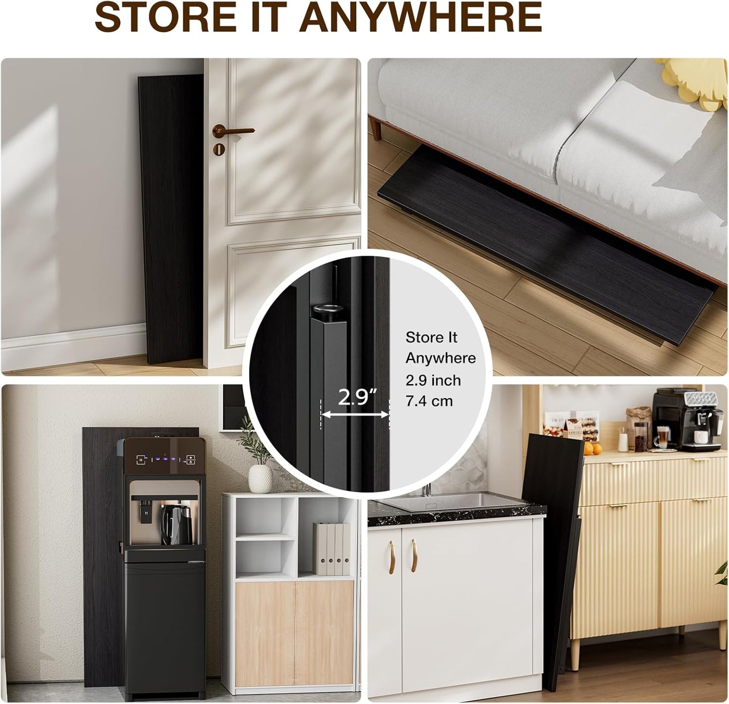 TEMI Small Computer Desk Folding Table - 43.3" Foldable Office Desk, No Assembly, Perfect for Small Spaces in Bedroom, or Apartment, Portable Mini Desk or Study Table Compact Design, Charcoal Wenge