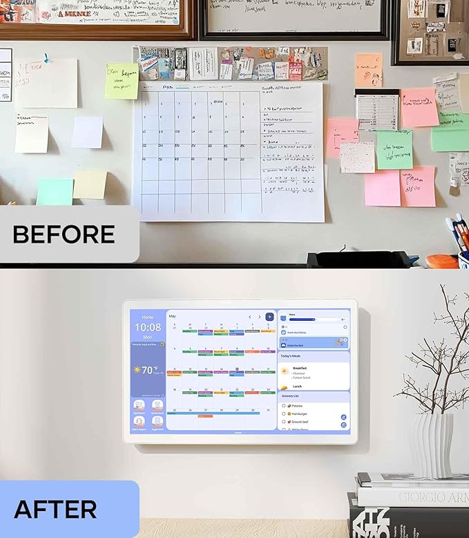 Digital Calendar+ 2: 15.6 Inch Wall Touch Screen Chore Chart Customize Dashboard Smart Electronic Calendar for Family Schedules Meal Planner Support App Store with Stand Wall Mount White