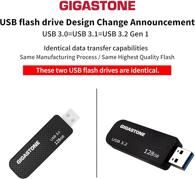 GIGASTONE 128GB Flash Drive (5 Pack) Z30 USB 3.2 Gen 1, 100MB/s Ultra Fast, Keychain Loop, Carbon Fiber Style, Push-Pull Design, Data Storage, Backup for PC/Mac/TV/Car, USB 2.0/3.0/3.1 Compatible