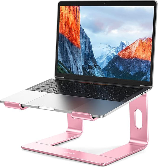 BESIGN LS03 Aluminum Laptop Stand, Ergonomic Detachable Computer Stand, Notebook Holder Compatible with Air, Pro, Dell, HP, Lenovo More 10-15.6" Laptops, Pink