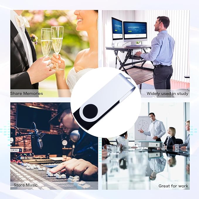 64GB Flash Drive 10 Pack, Wooolken USB 2.0 Thumb Drive Bulk Pen Drive Metal Swivel Memory Stick 64GB 10 Colors Multipack Value Zip USB Drives with Lanyard