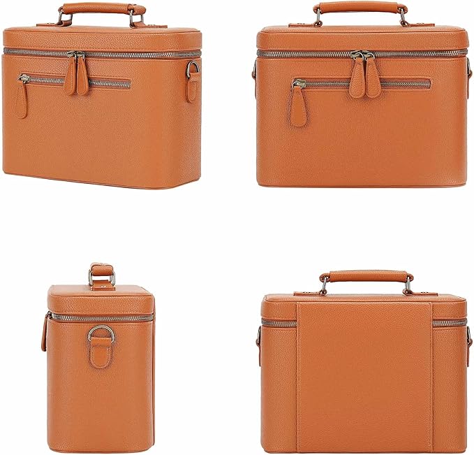 Camera Sling Bag, Waterproof PU Leather Crossbody Camera Case for Photographers, Small Shoulder Bag Compatible for Canon Nikon Sony, 4L Brown