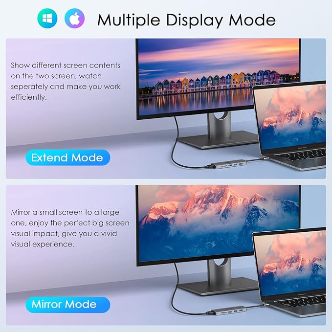 USB C Hub 10-in-1 with 4K HDMI Adapter, SD/TF Card Reader, 100W PD Charging, 2 USB 3.0 Ports, and 3 USB 2.0 Ports for MacBook Pro/Air, Dell XPS, Lenovo ThinkPad, etc.