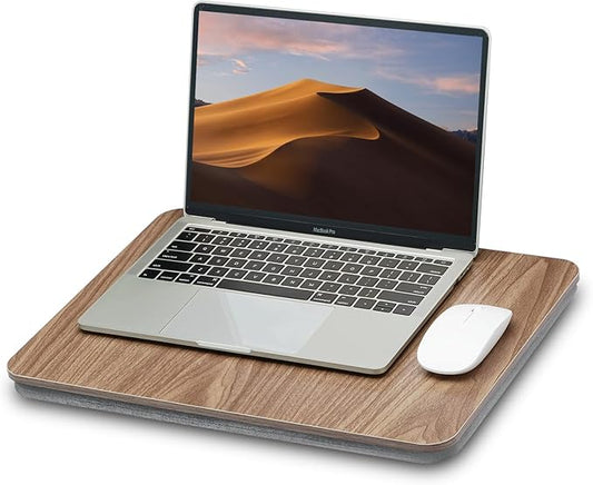 Portable Lap Laptop Desk with Pillow Cushion, Fits up to 15.6 inch Laptop, Lap Stand for Bed & Couch & Carpet, Book Tablet/Drawing Board/Computer Laptop Stand - Dark Brown Wood