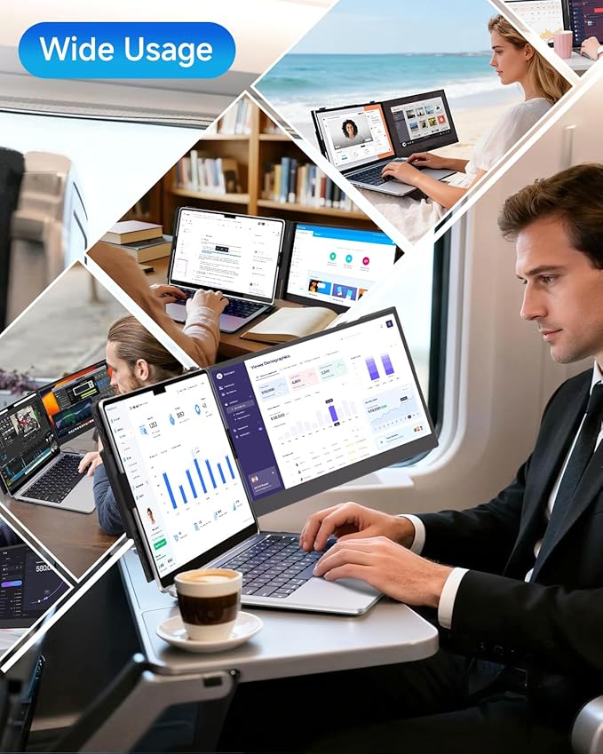 Laptop Screen Extender Ultra Portable, 14" 1080P 1.31lbs FHD Low Blue Light Portable Monitors for Laptop, Plug & Play Dual Screen Monitor for Laptops, Travel Extra Monitors for Laptops for Windows/Mac