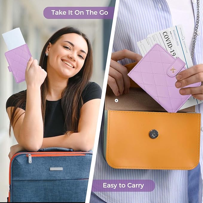 Melsbrinna Premium Leather Passport Holder Covers Case, Waterproof Rfid Blocking Travel Wallet Passport Holder with Pen Holder, Cute Passport Book for Women/Men