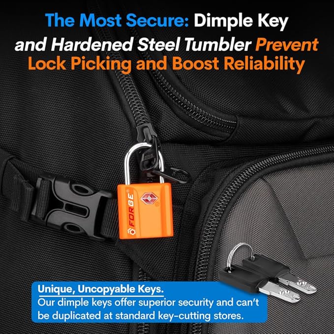 TSA Approved Luggage Locks, Ultra-Secure Dimple Key Travel Locks with Zinc Alloy Body