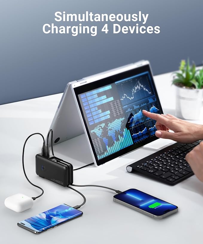 Portable Charger, Power Bank, 16000mAh Power Bank Built-in AC Wall Plug and Cables, PD 30W and QC4.0 Fast Charger for iPhone and Android Phones and Most Electronic Devices (Black)