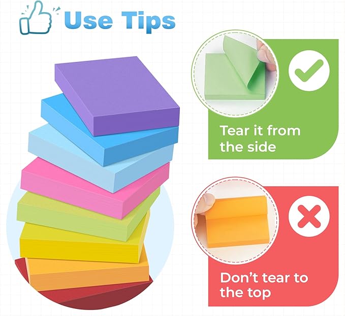 1.5 x 2 in Sticky Notes Mini,1600 Sheets Small Sticky Pads,16 Pads Bright Colors Self-Stick Pads,100 Sheet/Pad Colorful Bulk Tiny Pads Ideal for Office,Home,School,Meeting,Notebook Supplies
