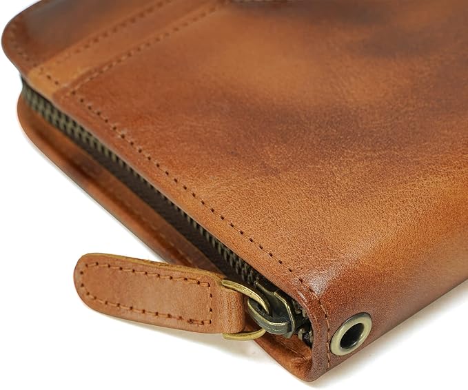 Polare Full Grain Leather Family Travel Passport Wallet and Documents Organizer RFID Blocking Case Holder Fits 6 Passports for Men and Women