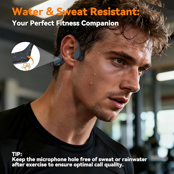 Bone Conduction Bluetooth Headphones-SurfAudio,IP68 Waterproof Swimming Headphones with 32GB MP3 Player, Lightweight Open Ear Design for Swimming/Surfing/Marathon/Cycling(Ebony)