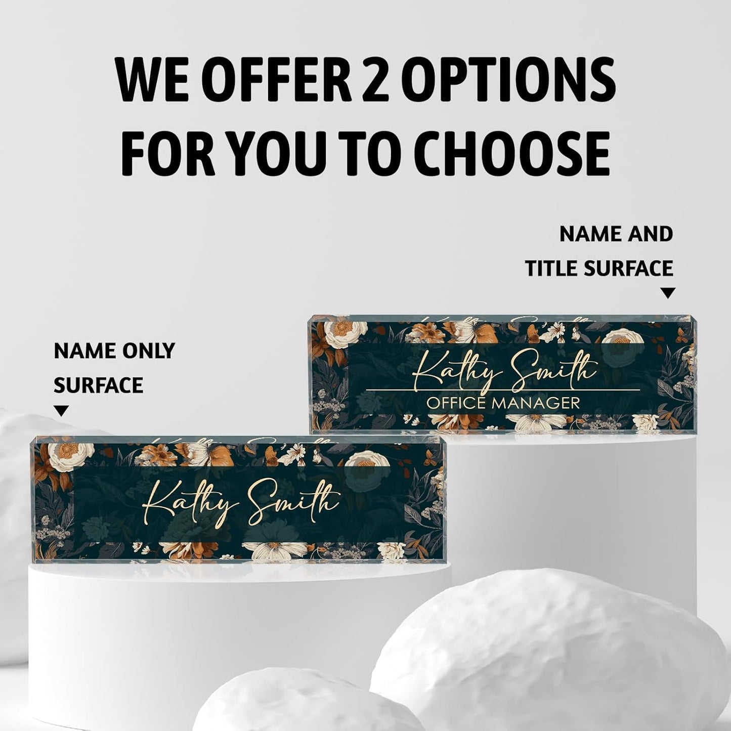 Personalized Name Plate for Desk, Custom Desk Name Plate, Acrylic Name Plate Office Desk Accessories, Personalized Office Gifts for Coworkers Teachers, Employee Appreciation Gifts (B-Darkcyan)