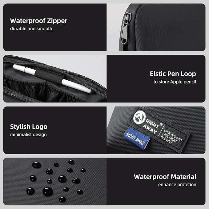 RIGHT AWAY Electronic Organizer,Waterproof Travel Accessories Storage, Tech Pouch for Cord, Power bank, Airpods, Daily Items