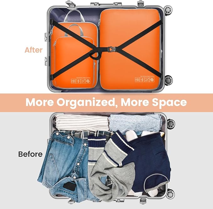 Cambond Compression Packing Cubes for Travel Women - Travel Bags Luggage Organizers Travel Essentials Compression Cubes for Travel Carry on Suitcases Organizer