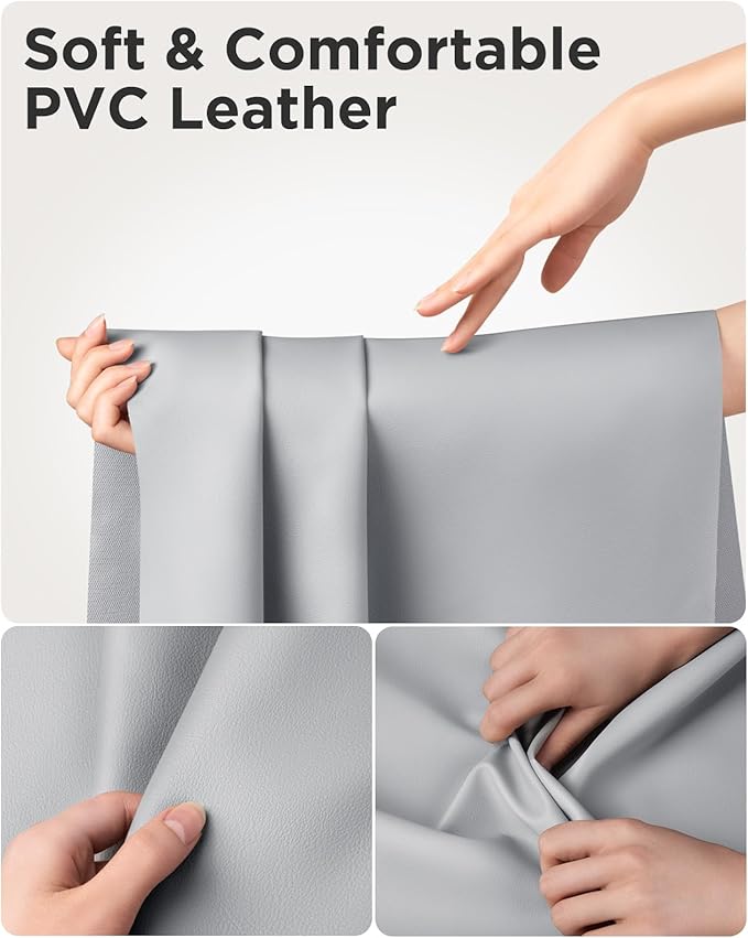 SAIJI Laptop Bed Tray Table, Adjustable PVC Leather Laptop Bed Table, Portable Standing Desk with Storage Drawer, Foldable Lap Tablet Table for Sofa Couch Floor (Gray)