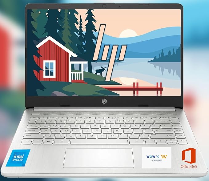 HP Ultrabook, Intel CPU, 4GB RAM, 1.6TB Storage (128GB OnBoard w/ 512GB Portable Drive + 1TB OneDrive), Up to 12 Hours Battery Life, Windows 11 Pro, Natural Silver, w/WOWPC 3-in-1 Bundle