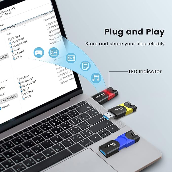 32GB USB 3.0 Flash Drive 10 Pack KOOTION Thumb Drive 3.0 Retractable 32G Zip Drive Ultra High Speed USB Stick Jump Drive Rugged Memory Stick with LED Indicator for Data Storage and Transfer