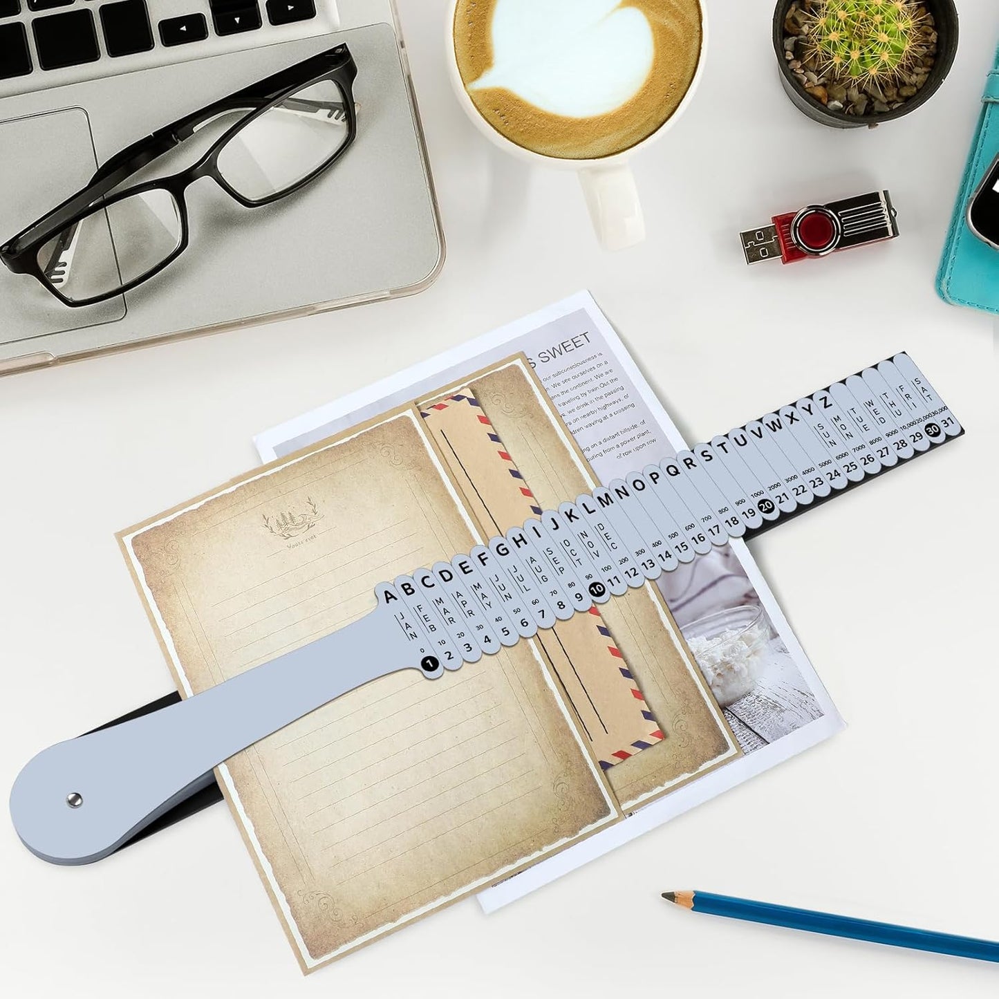 PerKoop Plastic Document Sorter Alphabetical File Organizer Compact Upright Space Saving Paper Organizer for File Office, Grey, 2.52 x 23.5 inches(2 Sets)