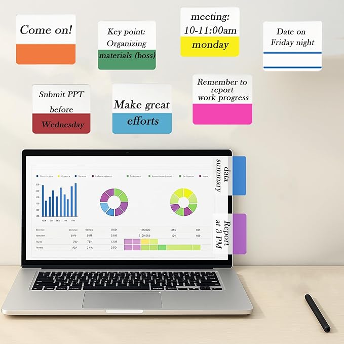 500 Pieces Sticky Index Tabs, Writable & Repositionable Page Markers, 2 Inch File Tabs for Notebooks, Books, Binders, Folders, Tab Dividers Stick On, 10 Colors, 21 Sets (Vibrant, 500pcs)
